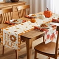 thumbnail image 5 of Fall Table Runner Thanksgiving Sunflower Pumpkin Wreath Table Runners Orange Maple Leaf Home Cotton Linen Dresser Scarf Kitchen Dining Table Decor for Fall Holiday Party Decor 13x72 Inch, 5 of 9