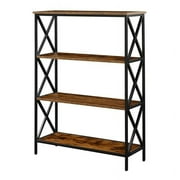 Pemberly Row Modern Four-Tier Bookcase in Nutmeg Wood Finish