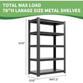 thumbnail image 4 of IKIMI 78"H 5-Tier Metal Garage Shelving, 3000Lbs Heavy Duty Adjustable Garage Storage Shelves for Home, Garage, Basement, 78"H x 47"W x 18"D, 4 of 7