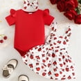 thumbnail image 2 of HCNTES Newborn Baby Girl Outfit Long Sleeve Romper Suspender Skirt Overall Dress Three Piece Set For Baby Girls, 2 of 5