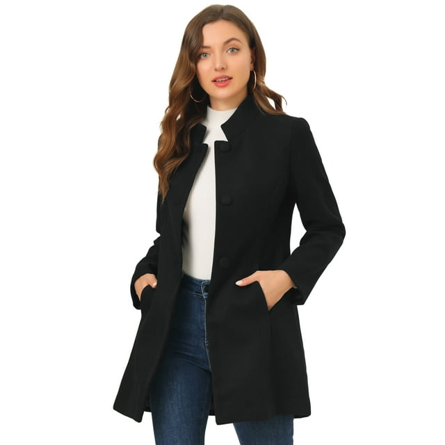 INSPIRE CHIC Manteau d'Hiver pour Femme à Col Montant, à Simple Boutonnage, Long