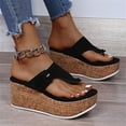 thumbnail image 5 of HAOTAGS Wedge Sandals for Women Slide Sandals Clip Toe Casual Beach Shoes Black Size 7, 5 of 5