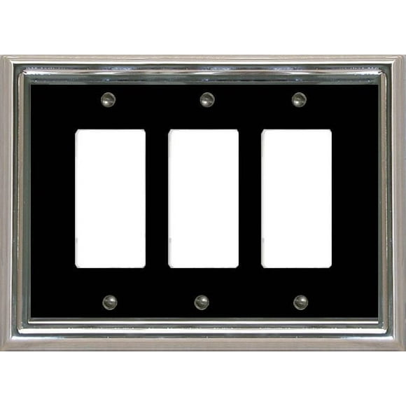 Atron Electro Industries Estate Black on Chrome Triple Rocker Wall Plate