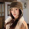 thumbnail image 6 of Roncen Women's Detachable Ear Flap Bucket Hat, Plush Fleece Lined Winter Beanie with Tie Strings in Beige, Warm Trapper Hat, 6 of 7