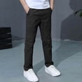 thumbnail image 7 of ZXLBBD Boy's Straight Leg Cargo Pants Elastic Waist Slim Fit Comfortable Solid Color Dress Pants for Kids School Versatile Casual Outdoor,Black,Size 13 Y-14 Y, 7 of 7