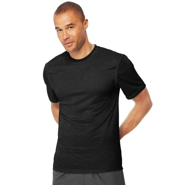 Hanes T-Shirt pour Homme Cool DRI Sans Étiquette, s, Noir Chiné