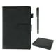 thumbnail image 1 of Cuaderno A5 con cubierta de cuero sintético, suave, resistente a la tinta, papel grueso, papel rayado, con estuche para bolígrafos, para la escuela, la oficina, viajes, color negro, 1 of 15