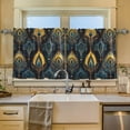 thumbnail image 2 of Yayeee Kitchen Curtains Tier Set of 2 Light Filtering 57"x36" Over Sink Window Panels, Navy Blue Art Pattern, 2 of 7