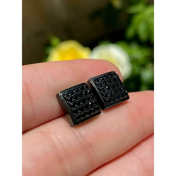 2Ct Round Cut Lab Created Black Diamond Men's Stud Earring 14K Black Gold Plated