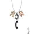thumbnail image 2 of Delight Jewelry Silvertone Black Telephone Multi-Colored Crystal Mom Charm Necklace, 2 of 5