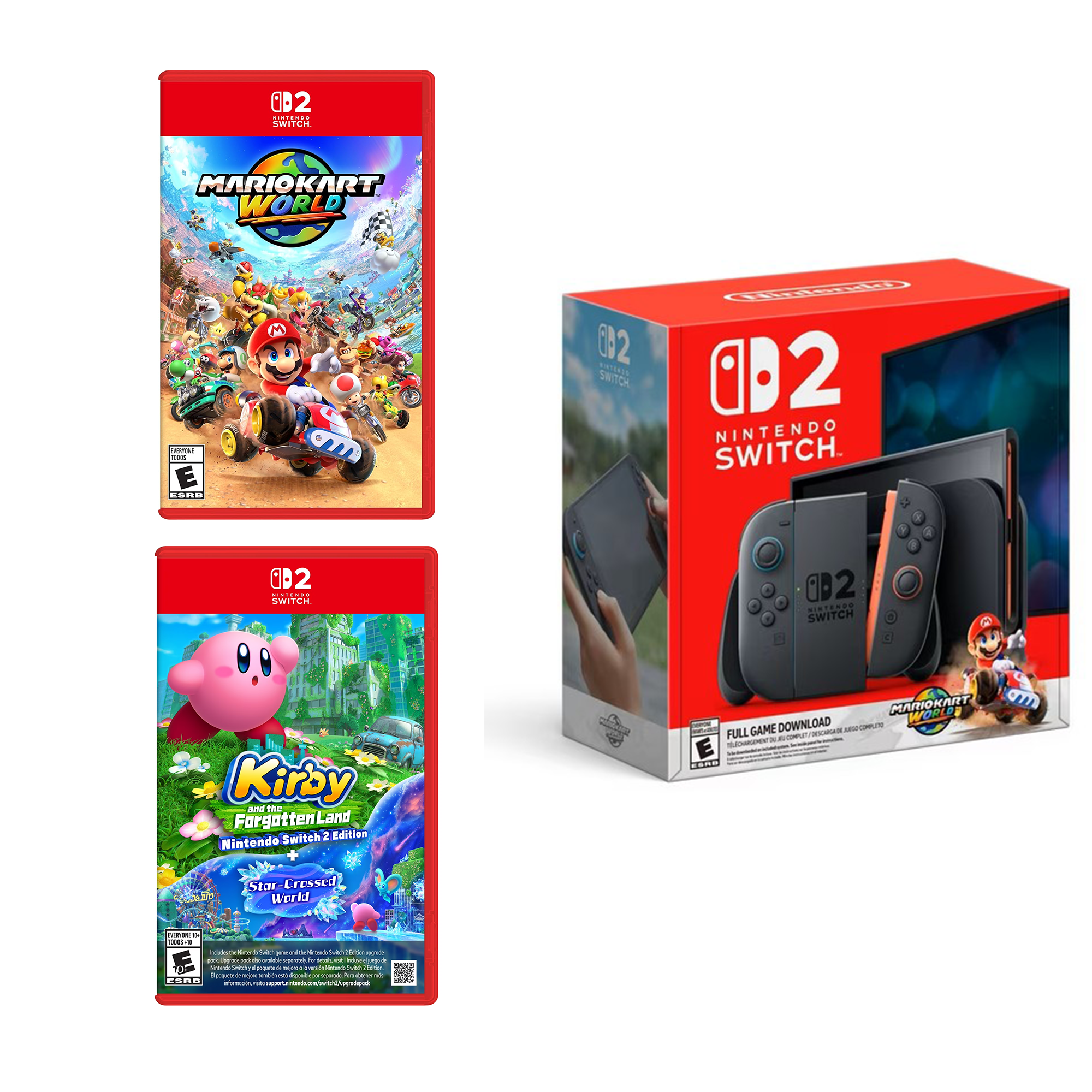 Nintendo Switch 2 Console Bundle – Mario Kart World & Kirby and The Forgotten Land