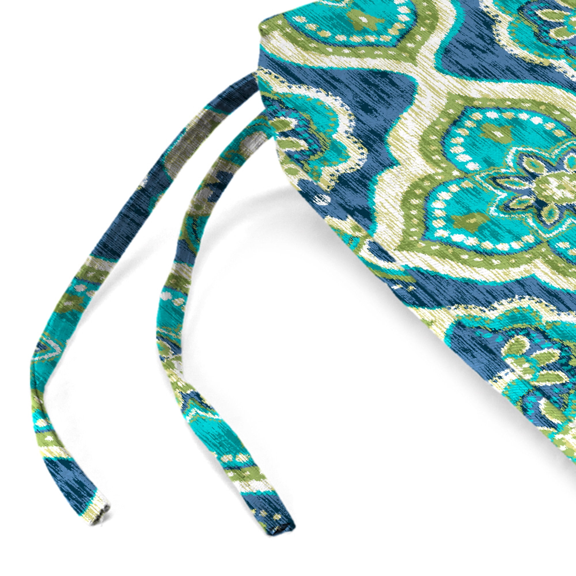 Jordan Manufacturing 48" x 18" Adonis Capri Teal Medallion Rectangular Outdoor Settee Swing Bench Cushion with Ties
