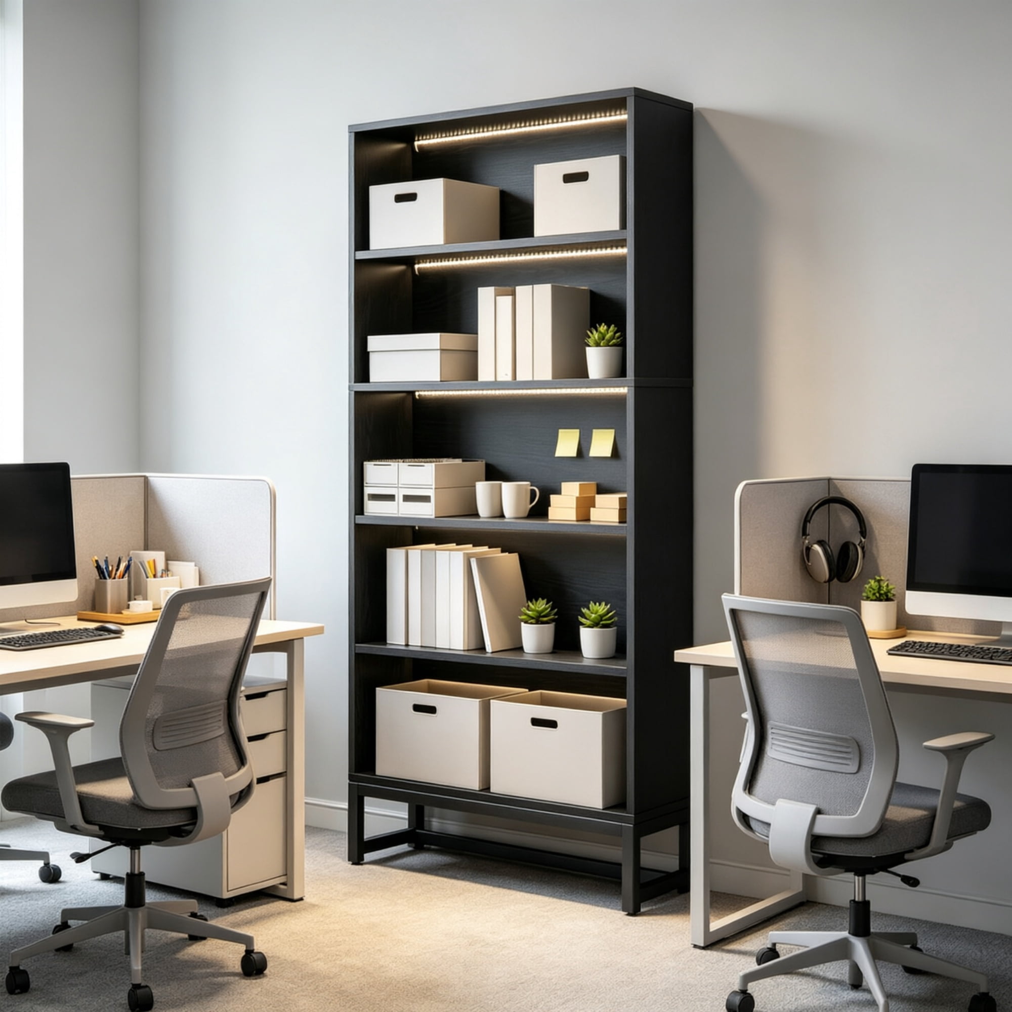 Astoutdoor 5 Tier LED Bookshelf Modern Tall Design