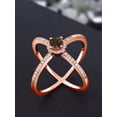 thumbnail image 3 of Gem Stone King 1.32 Ct Round Brown Smoky Quartz 18K Rose Gold Plated Silver Criss Cross X Ring, 3 of 5