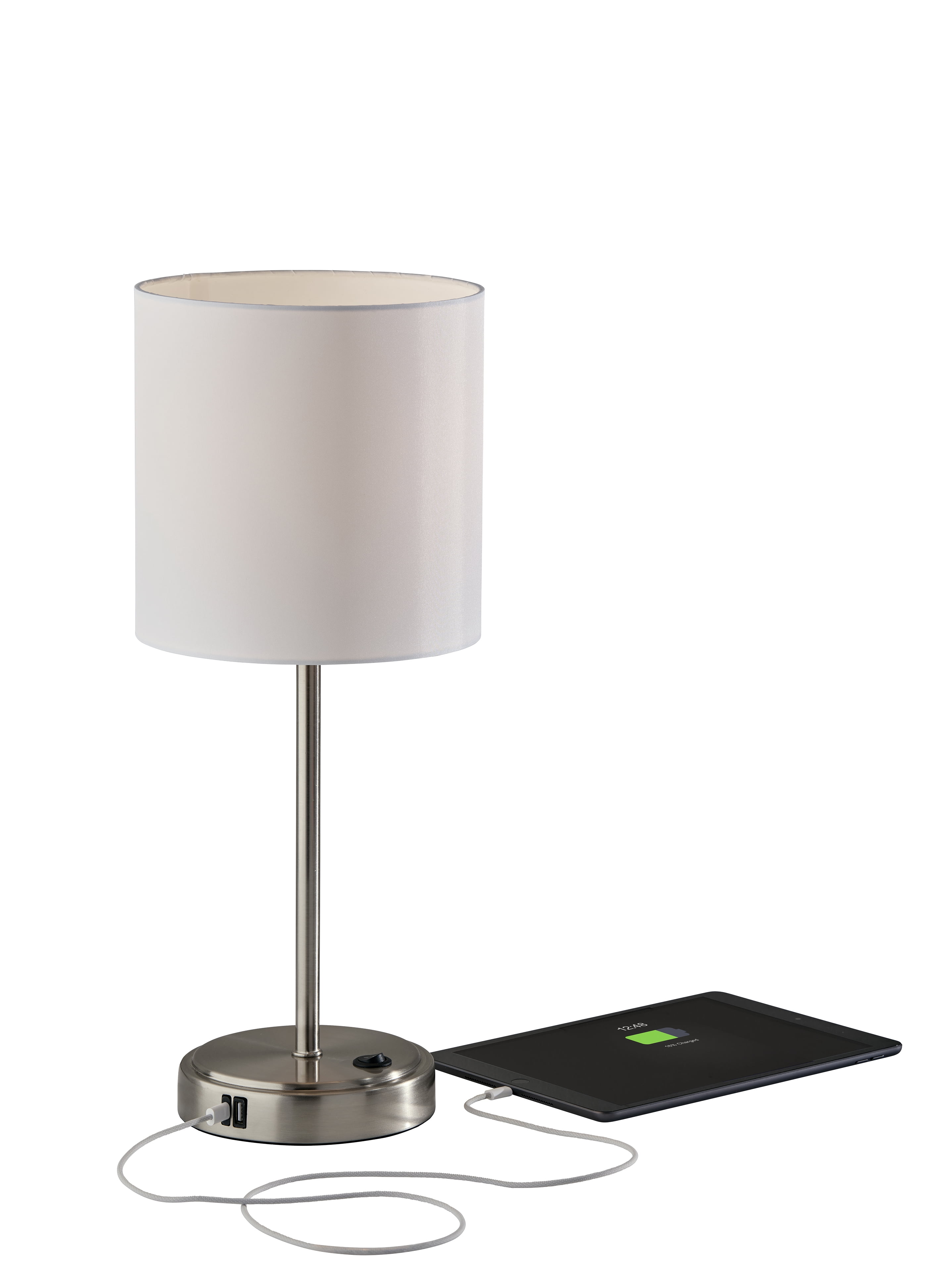 Mainstays 19-Inch Silver Metal Stick Lamp with USB and USBC Ports