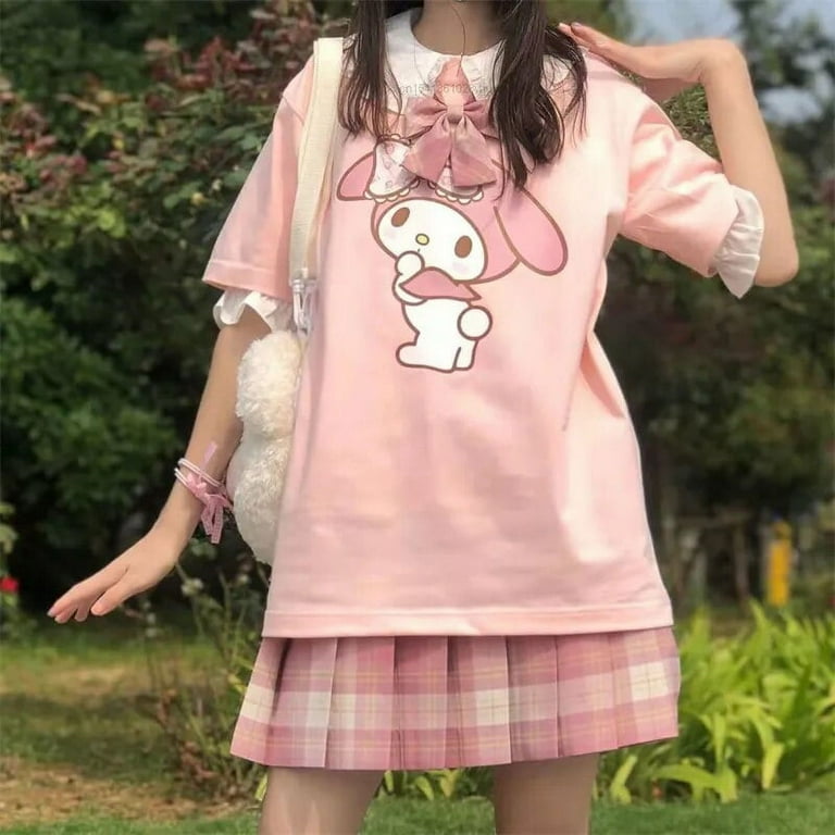 Y2K My Melody Girly Pink T-Shirt Kawaii Cartoon Sanrio Pure