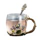 thumbnail image 1 of Tazas de cristal resistentes al calor del hogar del jazmín del té de la flor del vidrio de agua del esmalte 330ml, 1 of 6