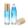 thumbnail image 1 of Unique Bargains 10mL Bouteilles à Rouleaux, 2 Boules de Rouleau d'Huile Essentielle de Verre de Pack avec des Récipients Rechargeables de Couvercle d'Or, Bleu, 1 of 5