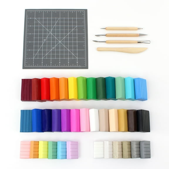 ArtSkills Art Elements Polymer Clay Bundle, Oven Bake Clay with Clay Tools & Work Mat, 64 oz