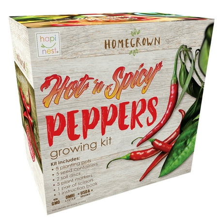 Indoor Hot and Spicy Pepper Garden Seed Starter Growing Kit Gardening Gifts for Men and Women - Jalapeno, Habanero, Hungarian Yellow Wax, Ghost, and Cayenne
