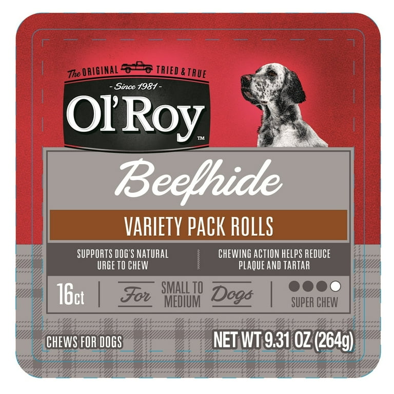 Ol Roy Rawhide Rolls Variety Pack Chews for Dogs 9.31 oz 16