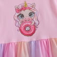 thumbnail image 5 of IPIO Girls Donut Unicorn Dress, Pastel Rainbow Tulle Dress with Cute Animal Print, Short Sleeve Birthday Party Outfit, 5 of 6