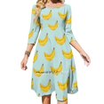 thumbnail image 1 of Robe Élégante Douce à Motif Banane pour Femmes, Robe Coréenne Kawaii à Col Carré, Motif Banane, Banane Vectorielle, 1 of 4