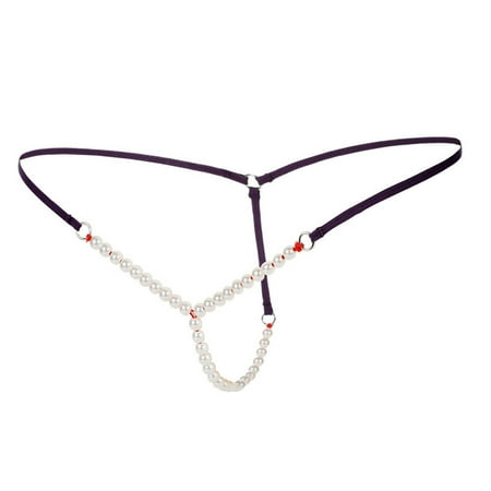 

Sexy Women Pearl G-String And Thongs Solid Low Waist Underwear PP