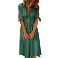 thumbnail image 2 of adviicd Robes de Plage d'Été pour Femmes Robe d'Été Décontractée Sans Manches Col en V Robe Évasée à Volants Maxi Robe de Plage Verte,XXXXXL, 2 of 3