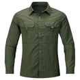 thumbnail image 7 of CQONEPT Men's Long Sleeve Tactical Shirt Ripstop UPF 50+ Top Breathable Button Down Outdoor Hiking Clothes with Pockets Army Green 4XL, 7 of 7
