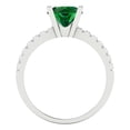 thumbnail image 4 of Solitaire with Accents Engagement Ring for Women - 1.71ct Simulated Emerald in 14K White Gold Promise Ring, 4 of 6
