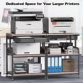 thumbnail image 2 of POAO Extra Large Printer Stand with Drawer, 5-Adjustable Heights 3 Tier Table with Wheels, Rolling Printer Cart with Storage,Home Office Use, 2 of 8
