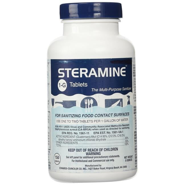 Steramine 1G Sanitizing Tablets 150ct Bottle