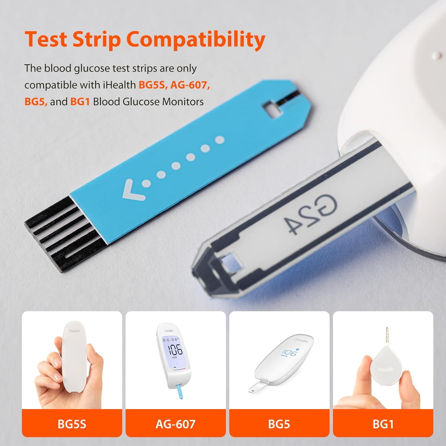 iHealth Blood Glucose Test Strips (50 Count), No Coding Blood Sugar Test, Eligible for FSA Reimbursement, Precision Sugar Measurement for Diabetics, Strips Work Only in iHealth Glucose Meters