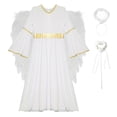 thumbnail image 5 of iiniim Girls Halloween Cosplay Angel Dress with Feather Wings Headband Fairy Sticks Set White 12, 5 of 7
