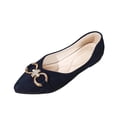 thumbnail image 2 of Ladies 2026 Summer Flat Shoes Solid Color Pointed Toe Metal Buckle Accent Soft Sole Slip On Lightweight Cushioned Orthopedic Arch Support Wide Toe Box Comfort Walking Daily Footwear Navy 37, 2 of 9