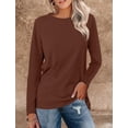 thumbnail image 7 of FUNING  Women's Color Block Tops Casual Long Sleeve Tunic Round Neck Pullover Shirts, 7 of 7