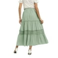 thumbnail image 5 of Women's Polka Dot Hollow Out Long Skirt Lace Stitching Pleated Loose High Waist Dress, 5 of 8