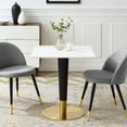 thumbnail image 3 of Modway Zinque 27.5" Square Modern Wood/Metal Dining Table in White & Gold, 3 of 5