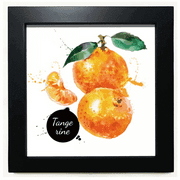 Tangerine Fruit Tasty Healthy Watercolor Black Square Frame Picture Wall Tabletop