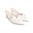 thumbnail image 3 of BLISSFUL STEP Flower Stiletto Heels Pointed Toe Slouches Slip On Mules for Women White (Size 5.5), 3 of 7