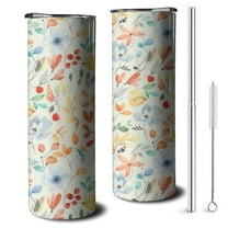 20oz Pioneer Flower Skinny Tumblers Stainless Steel Tumbler with Lid and Straw,Vacuum Insulated Double Wall Travel Tumbler Cups with Cleaning Brush for Coffee,Tea