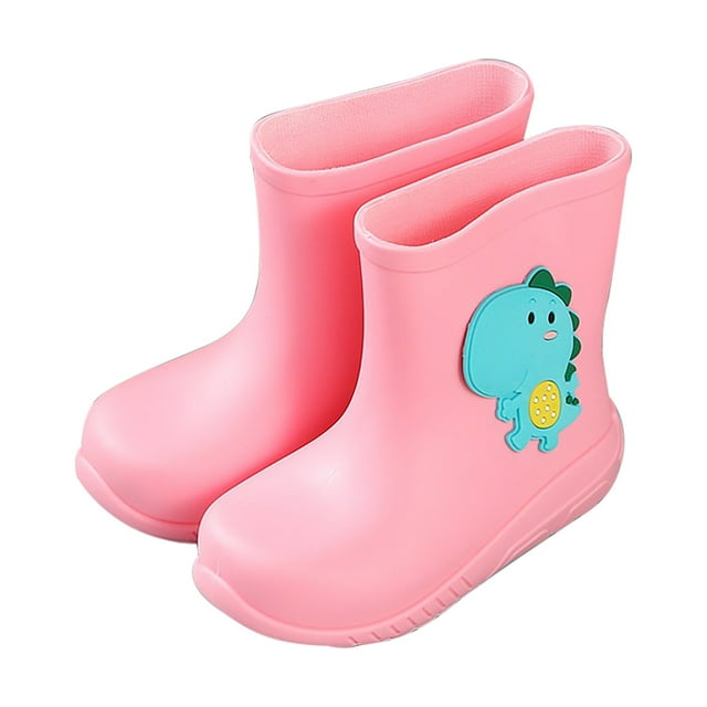 NOKIO Kids Dinosaur Print PVC Rain Boots Lightweight Non-Slip Sole 𝗪aterproof Toddler Shoes with Cartoon Designs