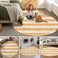 thumbnail image 6 of Round Area Rug 8ft,Vintage Classic Stripes Washable Carpet Non-Slip Runner Accent Rugs Indoor Floor Mat for Bedroom Living Room Decor,Retro Orange Beige, 6 of 9