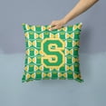 thumbnail image 2 of Letter S Football Green and Gold Fabric Decorative Pillow, 2 of 4