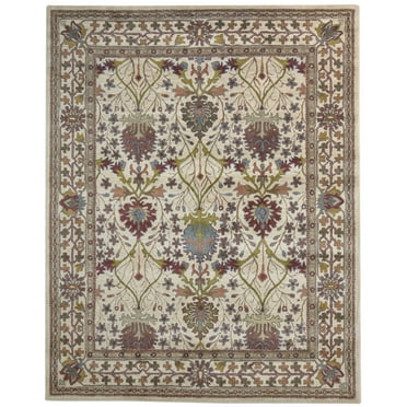 Beige Wool Rug 8' X 10' Persian Hand Tufted Oushak Oriental Large Carpet