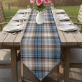 thumbnail image 6 of Blue Beige Buffalo Plaid Table Runner Linen Burlap Table Runner 72 Inches Long White Farmhouse Modern Striped Dresser Scarves for Kitchen Island Coffee Dining Room Party Wedding Holiday Decor 18"x72", 6 of 8