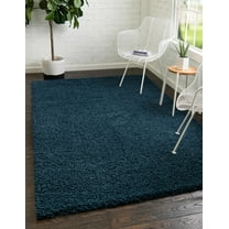 Rugs.com Solid Shag Collection Rug – 4' x 6' Sapphire Blue Shag Rug Perfect For Entryways, Kitchens, Breakfast Nooks, Accent Pieces