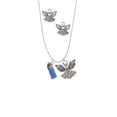 thumbnail image 2 of Delight Jewelry Silvertone 3-D Blue Baby Bottle Silver tone Guardian Angel Charm Necklace and Stud Earrings, 2 of 4