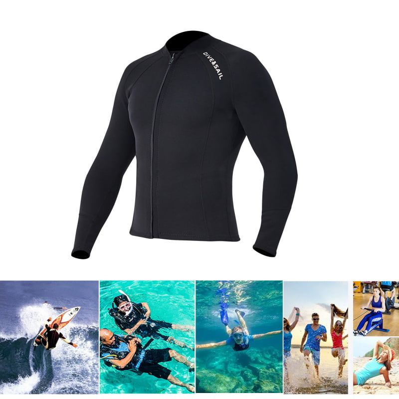 OUTYFUN Wetsuit Jacket,2mm Neoprene Mens Women Wetsuits Top Long Sleeve Front Zip Wet Suit for Diving Snorkeling Surfing Kayaking Canoeing 